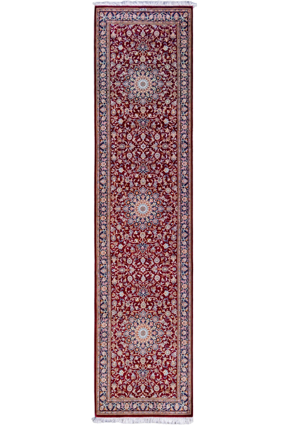 Kum Hand Knotted Silk Hallway Runner Rug - 308x74