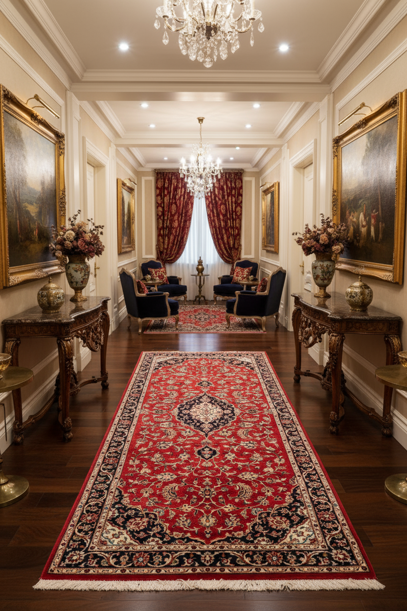 Kum Hand Knotted Silk Hallway Runner Rug - 180x78