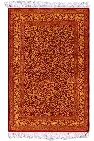 Kum Signed Oriental Hand Knotted Silk Rug | 196 x 130cm