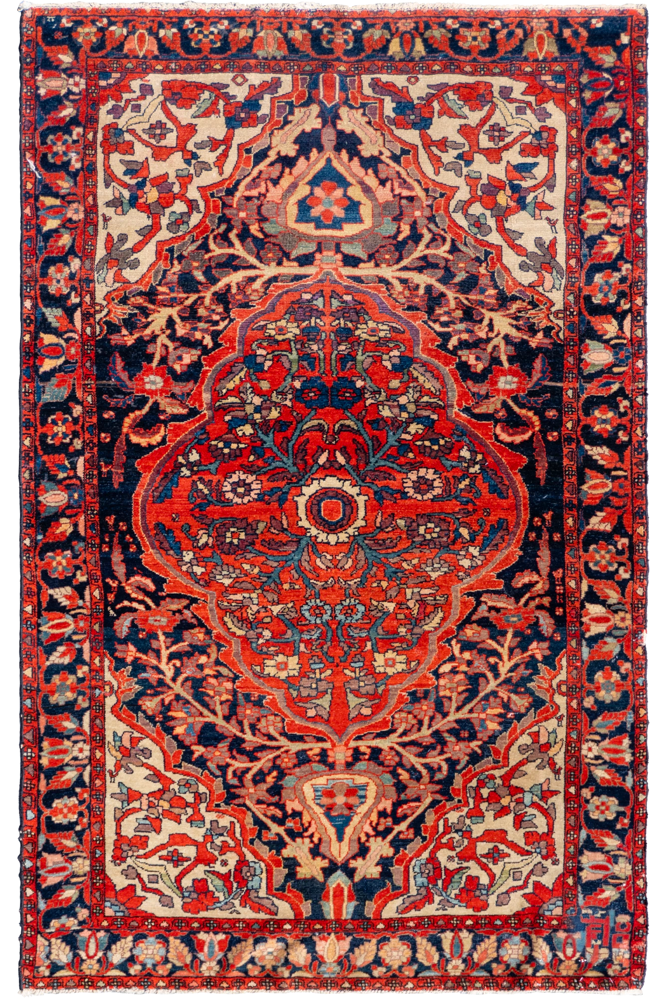 Farahan handknotted antique wool rug 200x127 cm