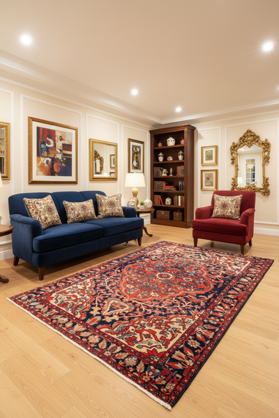 Farahan handknotted antique wool rug 200x127 cm