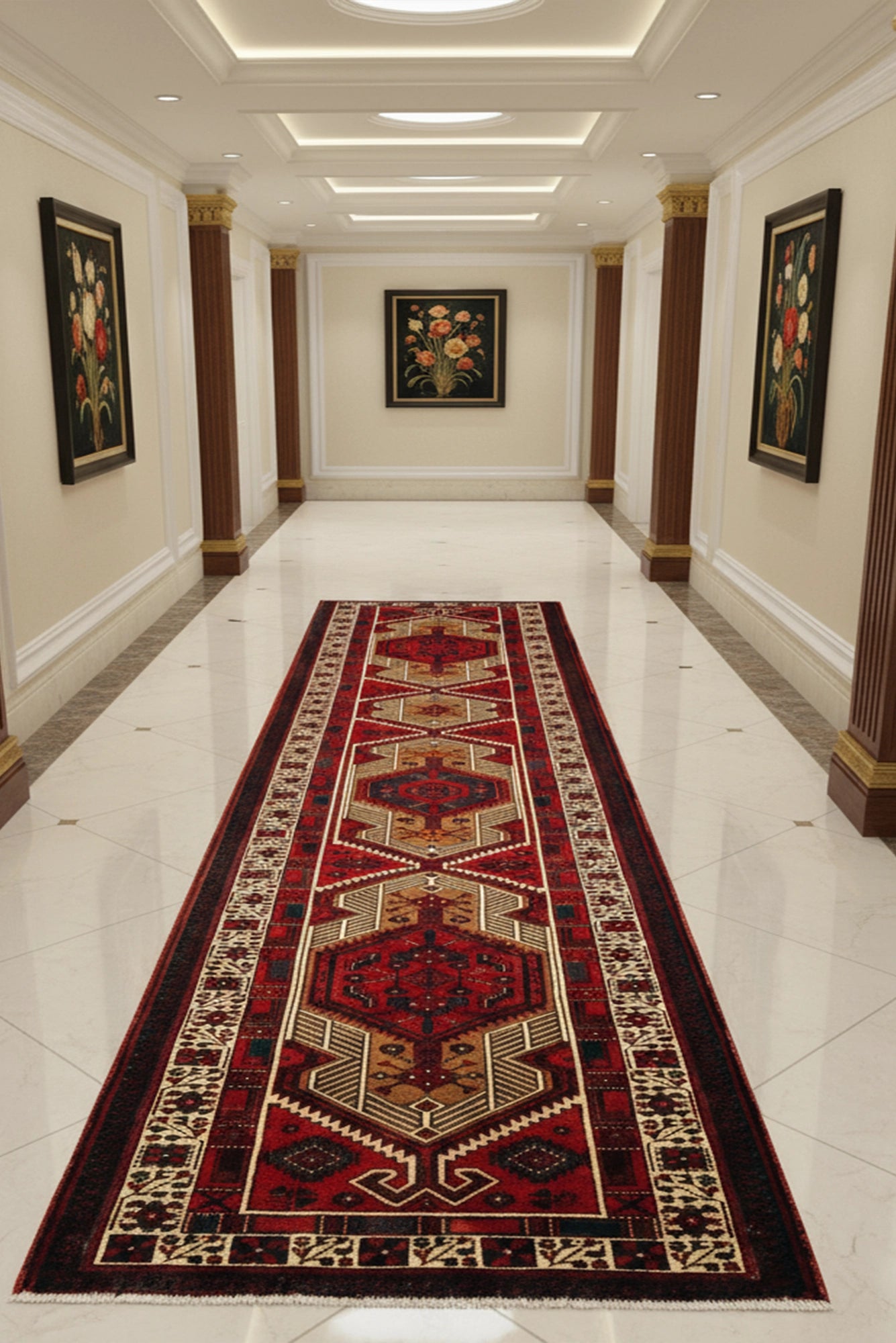 Zabul Hand Knotted Wool rug - 330x100cm - Hallway Runner