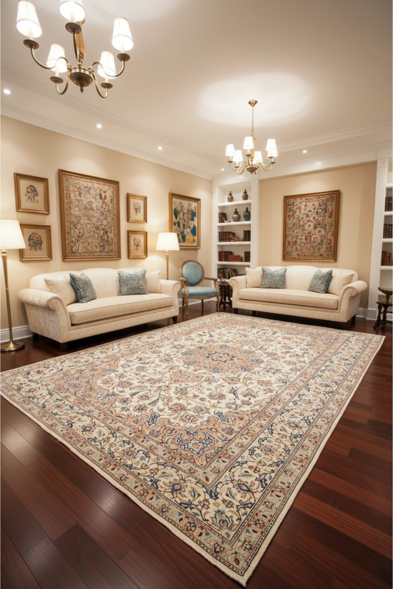 Nain Hand Knotted Wool & Silk Persian Rug | 310x200 cm