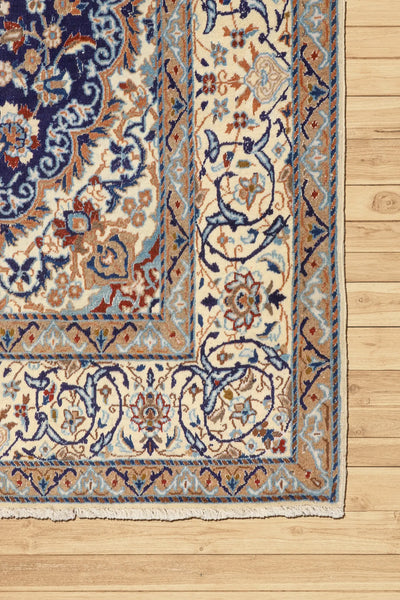 Nain Hand Knotted Wool & Silk Persian Rug | 300x200 cm