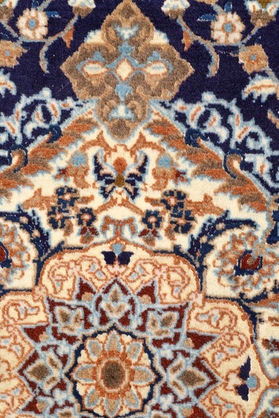Nain Hand Knotted Wool & Silk Persian Rug | 300x200 cm
