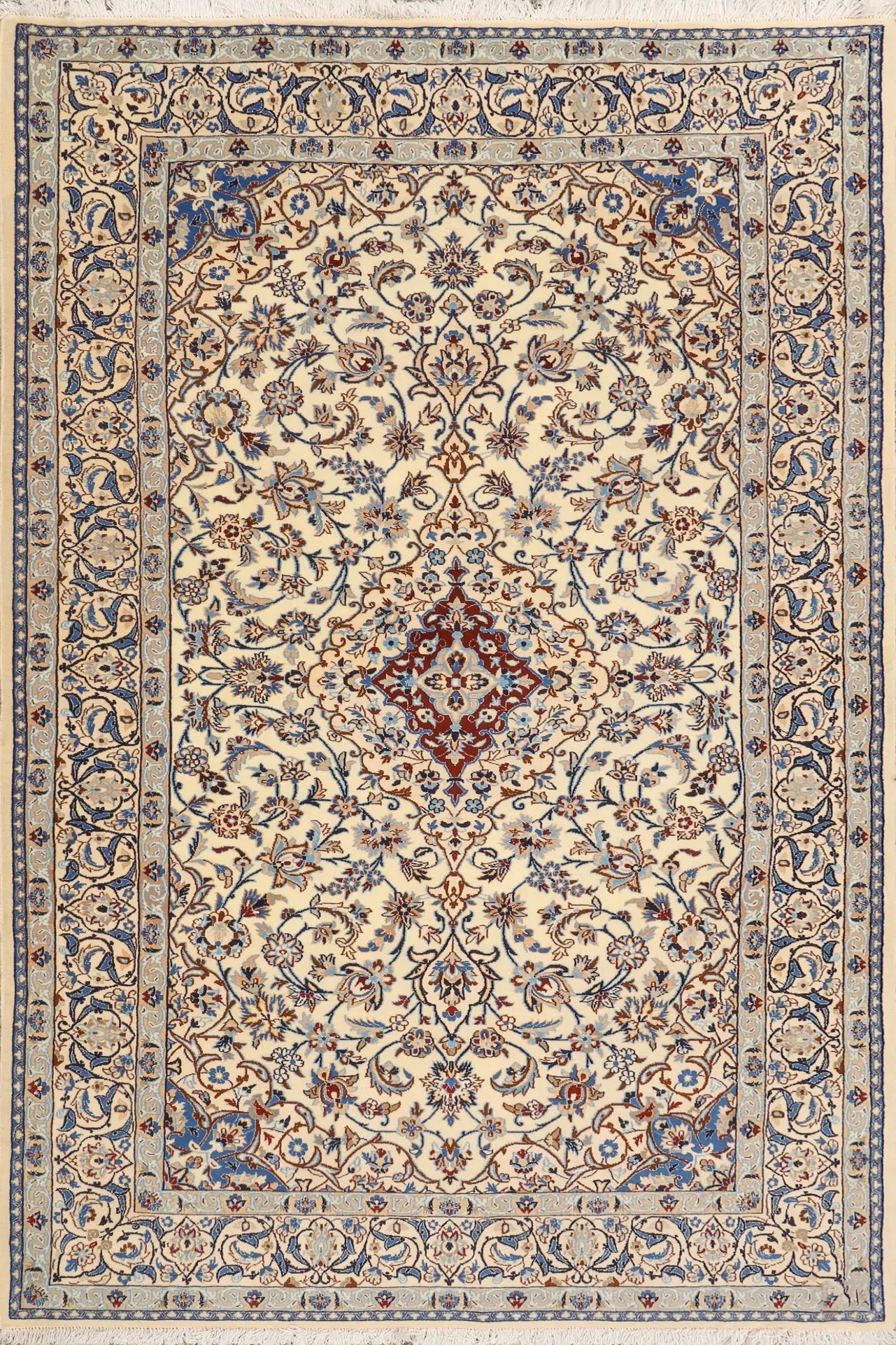 Nain Hand Knotted Wool & Silk Persian Rug | 294x166 cm