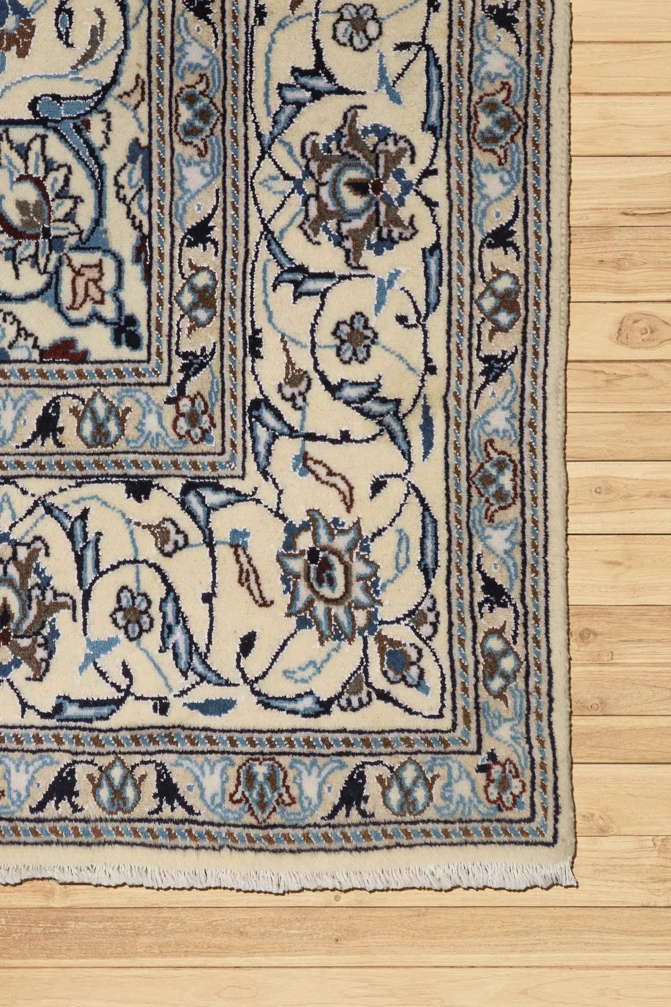 Nain Hand Knotted Wool & Silk Persian Rug | 300x195 cm