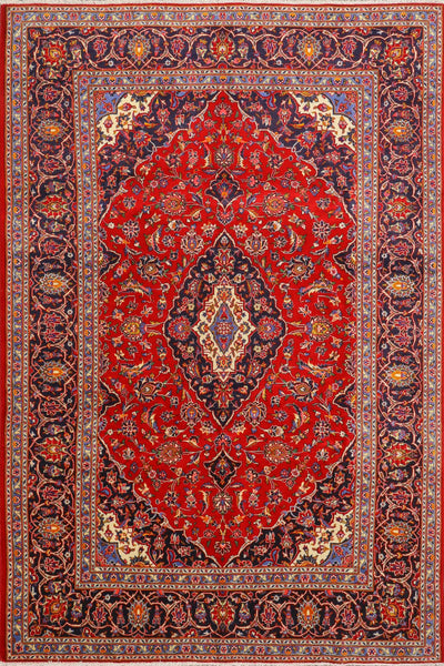 Kashan  Medallion Hand Knotted Wool Rug | 300x195 cm