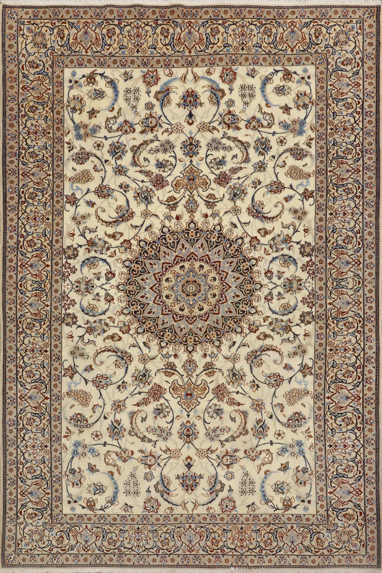 Nain Hand Knotted Wool & Silk Persian Rug | 313x203 cm