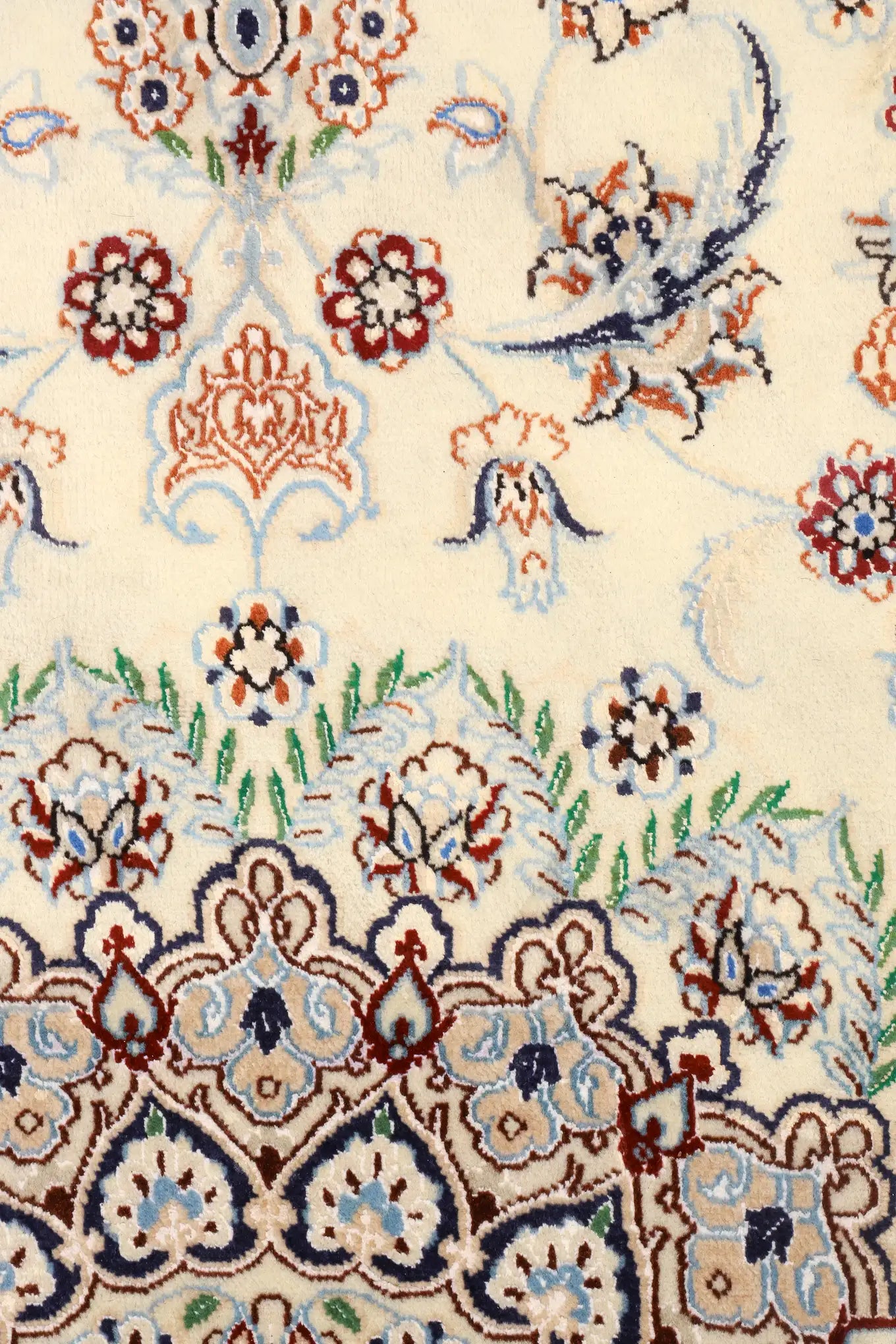 Nain Hand Knotted Wool & Silk Persian Rug | 280x213 cm
