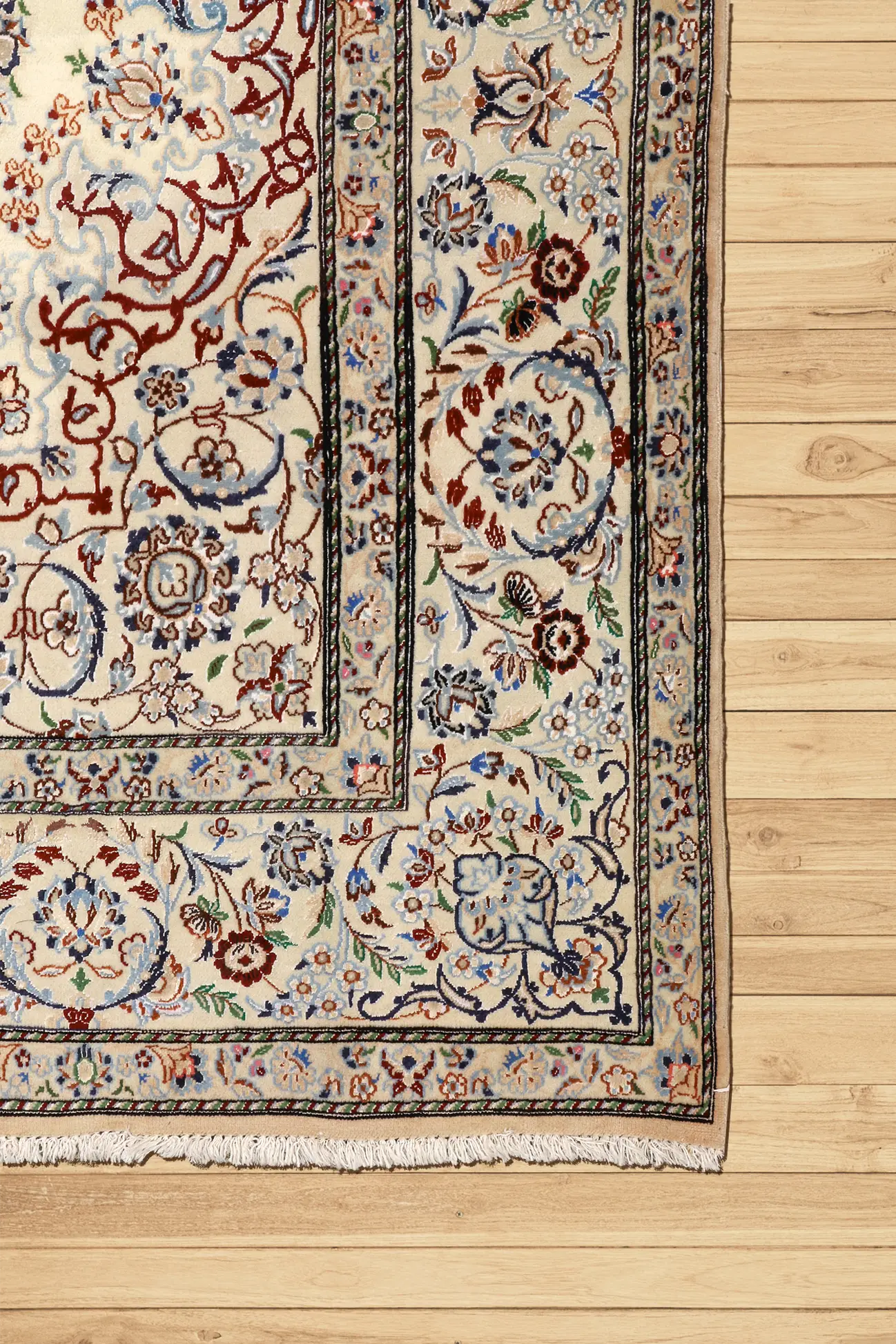 Nain Hand Knotted Wool & Silk Persian Rug | 280x213 cm