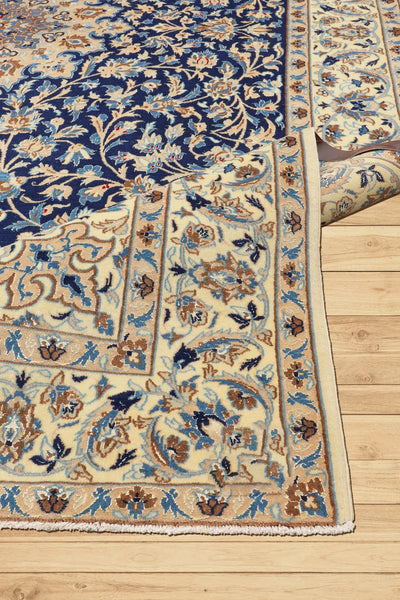 Nain Hand Knotted Wool & Silk Persian Rug | 295x185 cm