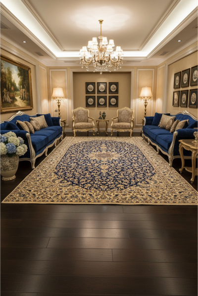 Nain Hand Knotted Wool & Silk Persian Rug | 295x185 cm