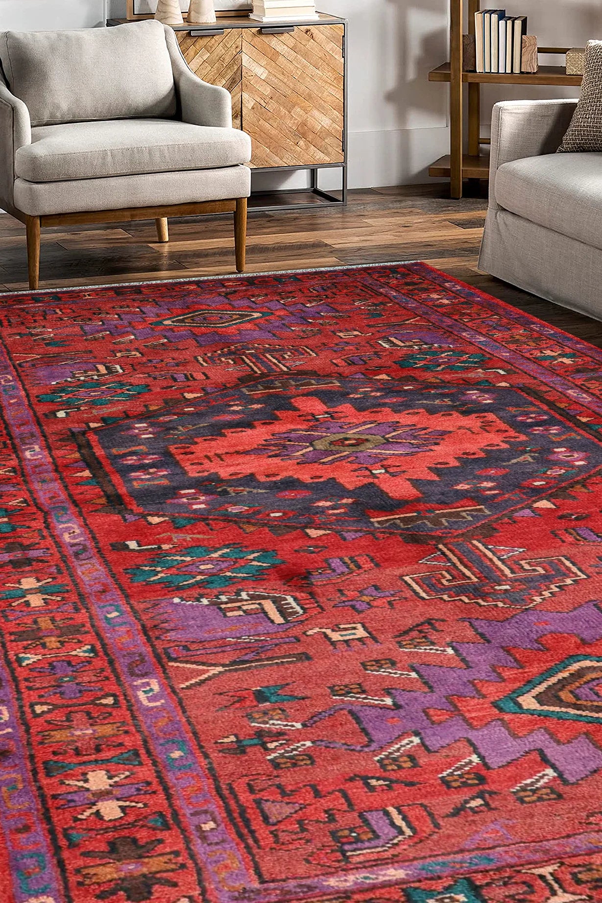 Hamedan Hand Knotted Rug 220x100cm