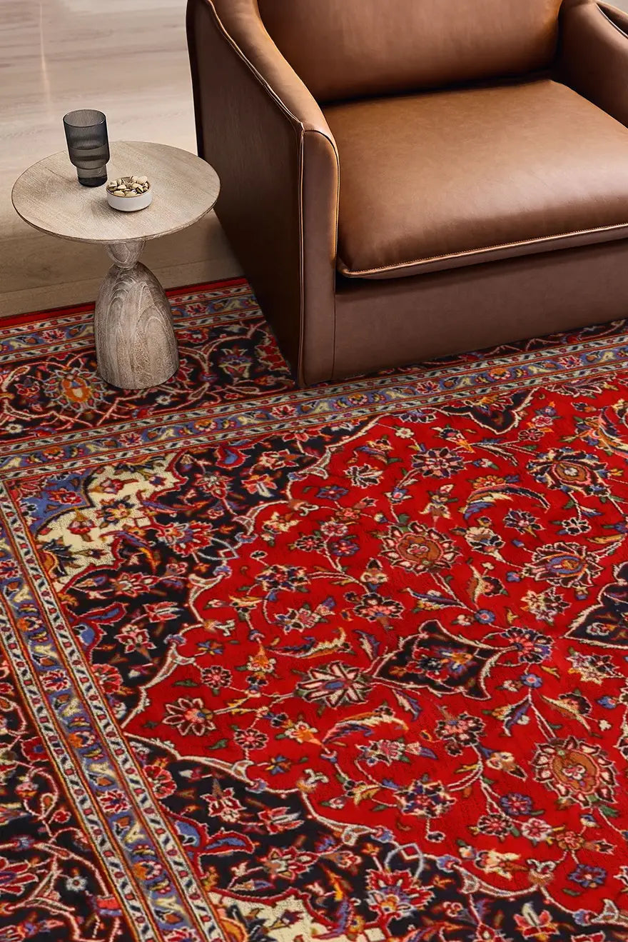 Kashan  Medallion Hand Knotted Wool Rug | 300x195 cm