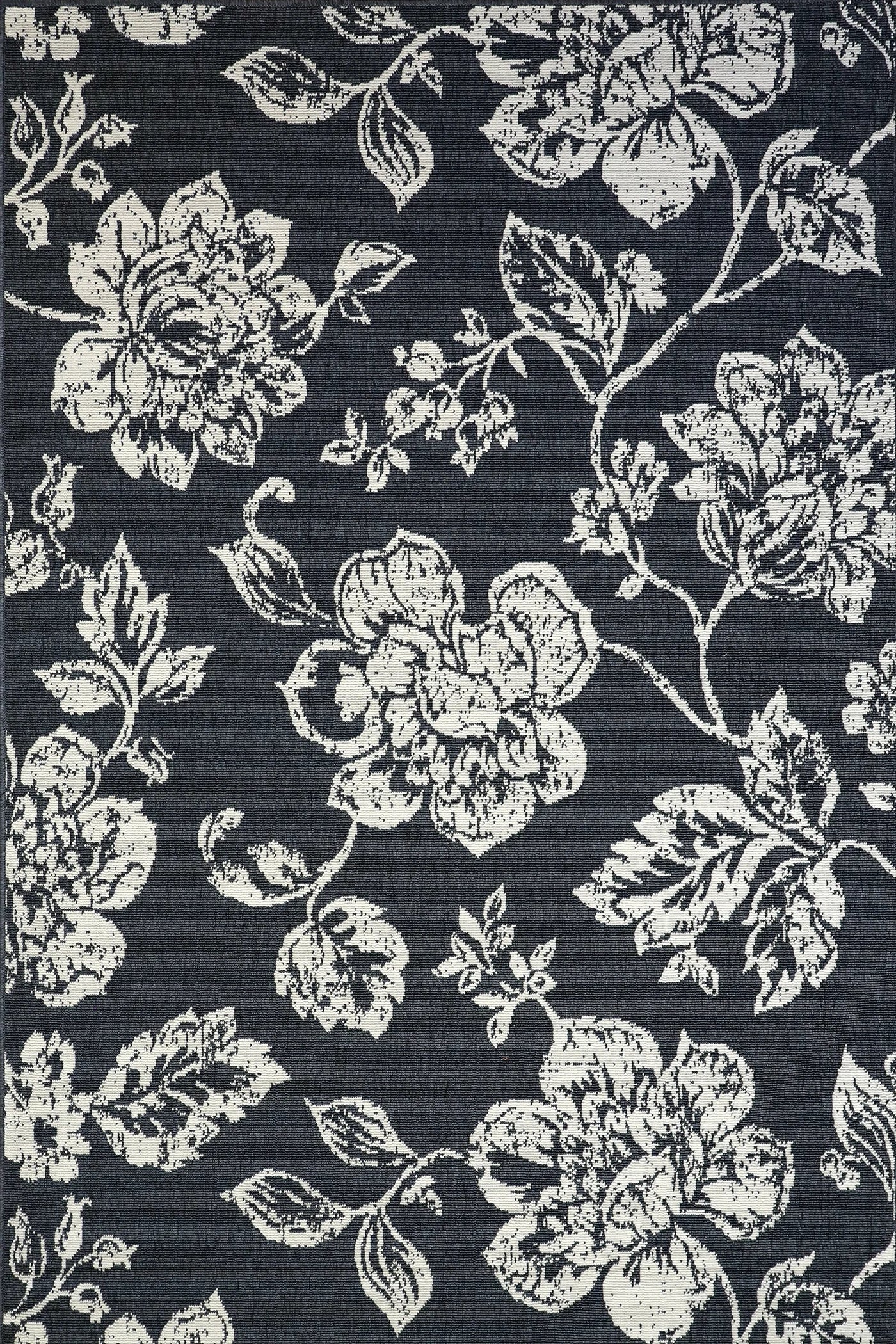 Phenix Indoor Outdoor Floral Rug - 111 Charcoal