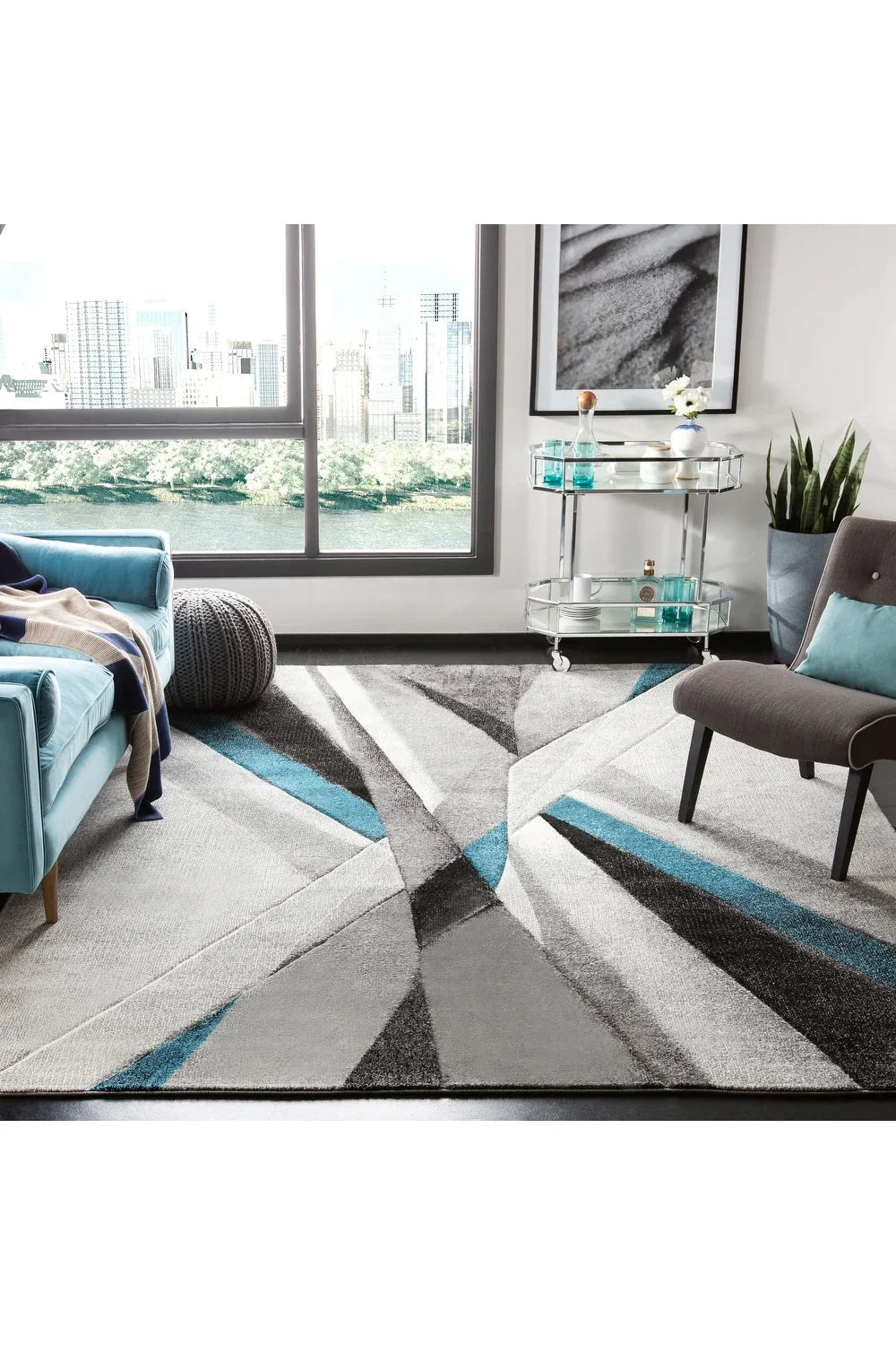 Fantasy Abstract Rug - 113 Blue