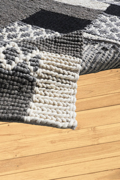 Savannah Hand Loomed Flatweave Wool Rug - 101 Grey