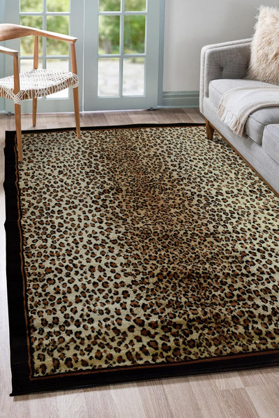 Safari Animal Print Rug - 101 Black