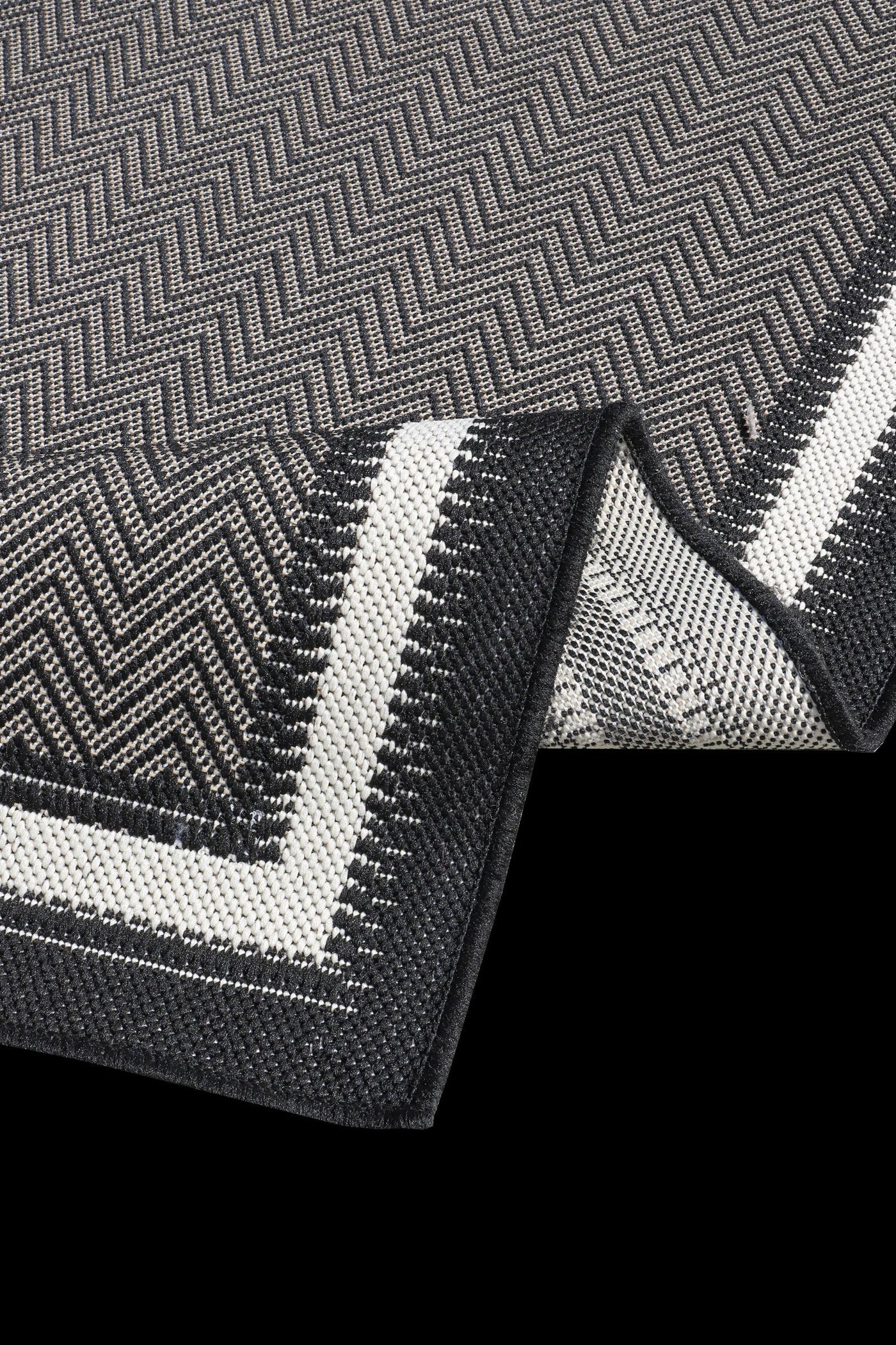 Sisalo Border Flatweave Rug - 108 Black