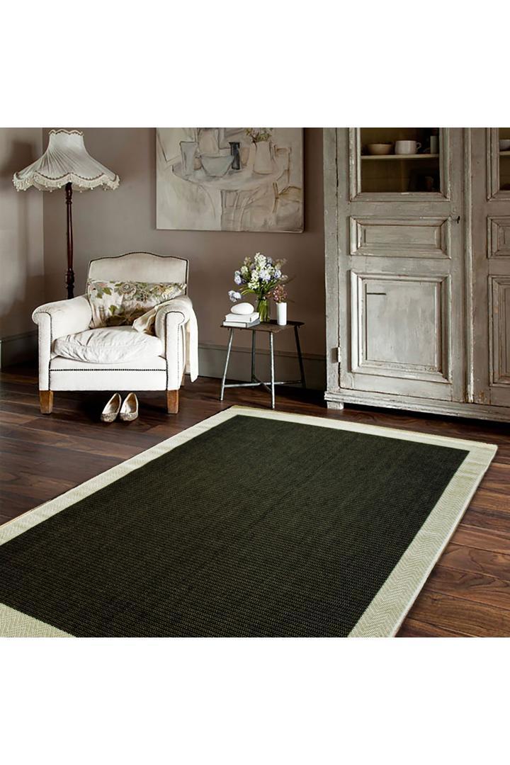 Sisalo Border Flatweave Rug - 117 Charcoal