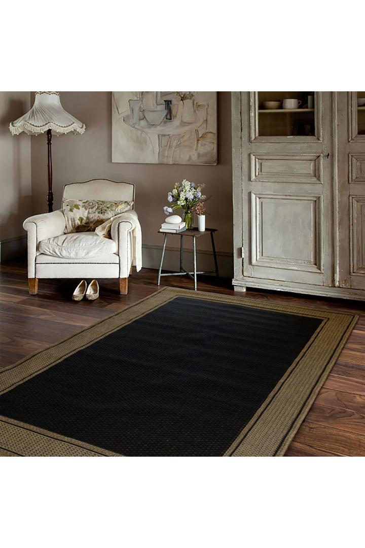 Sisalo Border Flatweave Rug - 134 Black