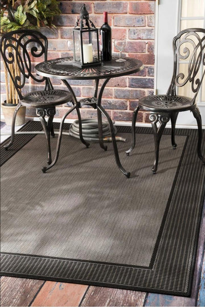 Sisalo Border Flatweave Rug - 138 Charcoal