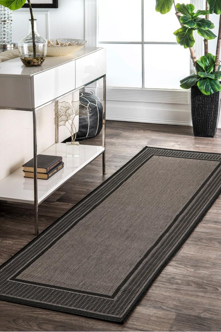 Sisalo Border Flatweave Rug - 138 Charcoal