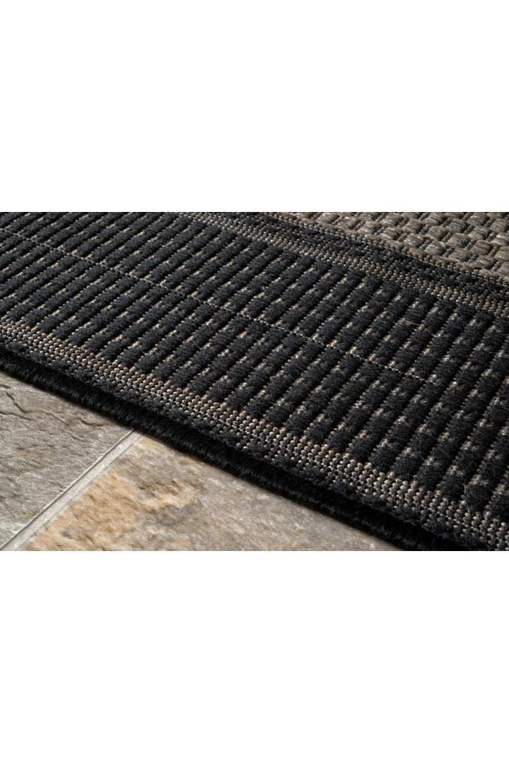 Sisalo Border Flatweave Rug - 138 Charcoal