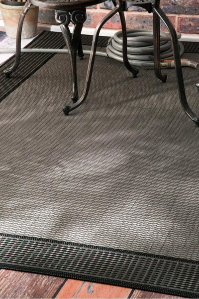 Sisalo Border Flatweave Rug - 138 Charcoal