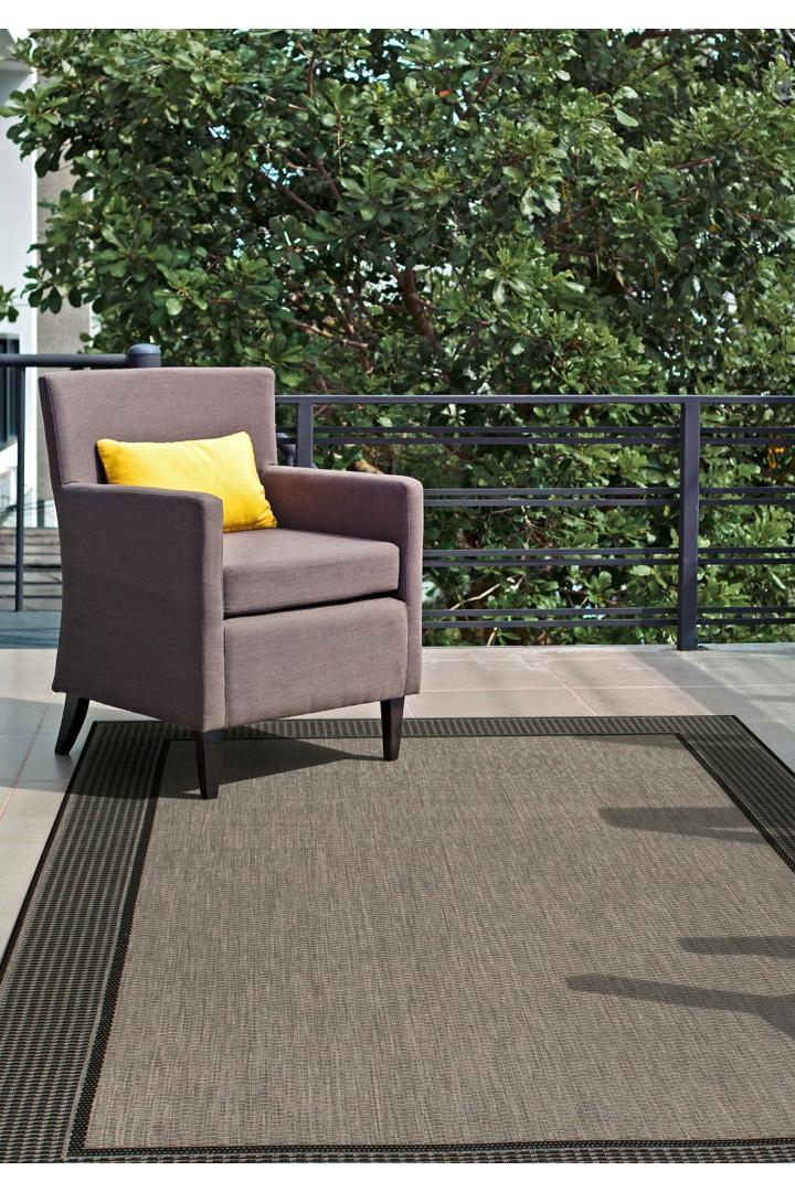 Sisalo Border Flatweave Rug - 138 Charcoal