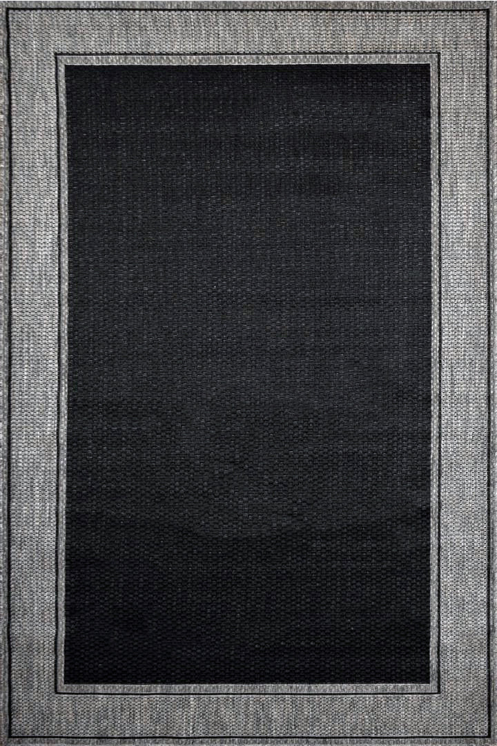 Sisalo Border Flatweave Rug - 140 Charcoal