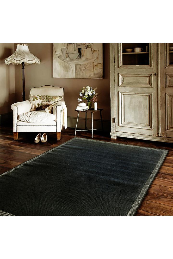 Sisalo Border Flatweave Rug - 189 Black