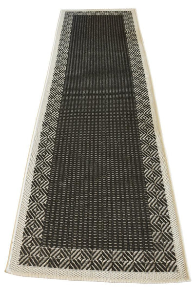 Sisalo Border Flatweave Rug - 169 Black