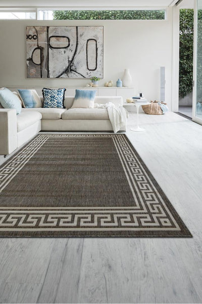 Sisalo Border Flatweave Rug - 174 Grey