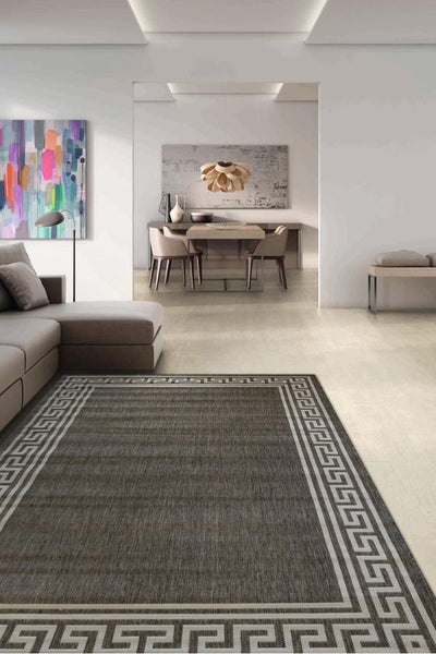 Sisalo Border Flatweave Rug - 174 Grey