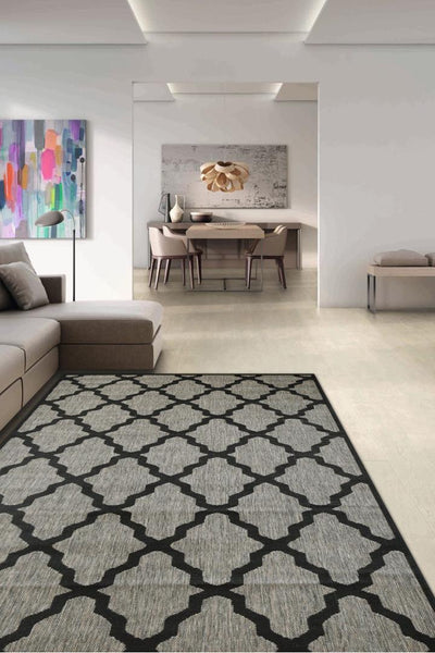 Sisalo Trellis Flatweave Rug - 109 Grey