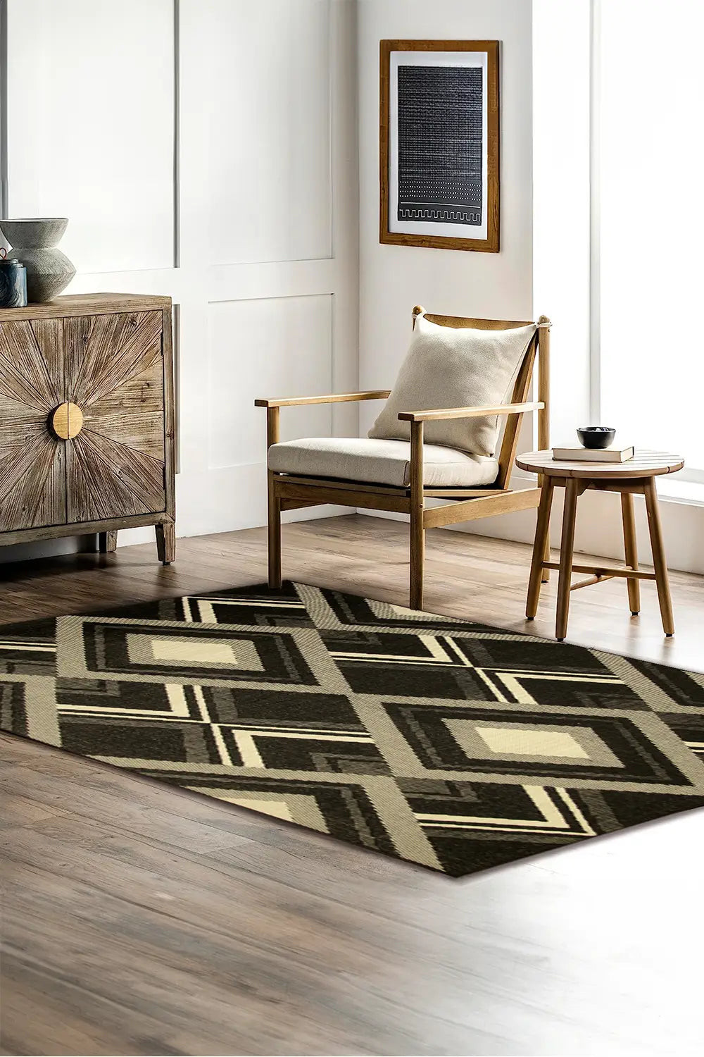 Sisalo Geometric Flatweave Rug - 104 Beige