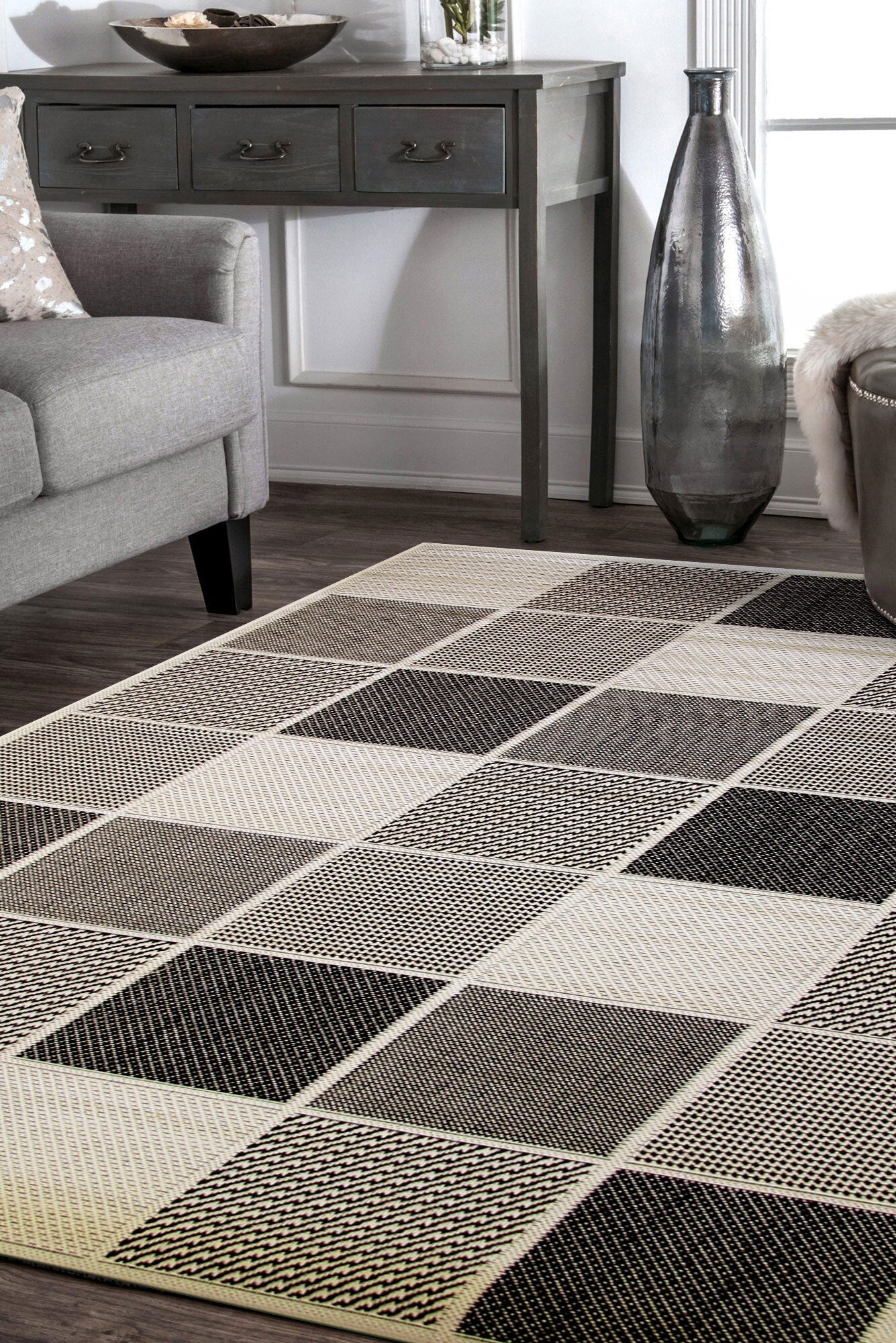 Sisalo Geometric Flatweave Rug - 108 Beige