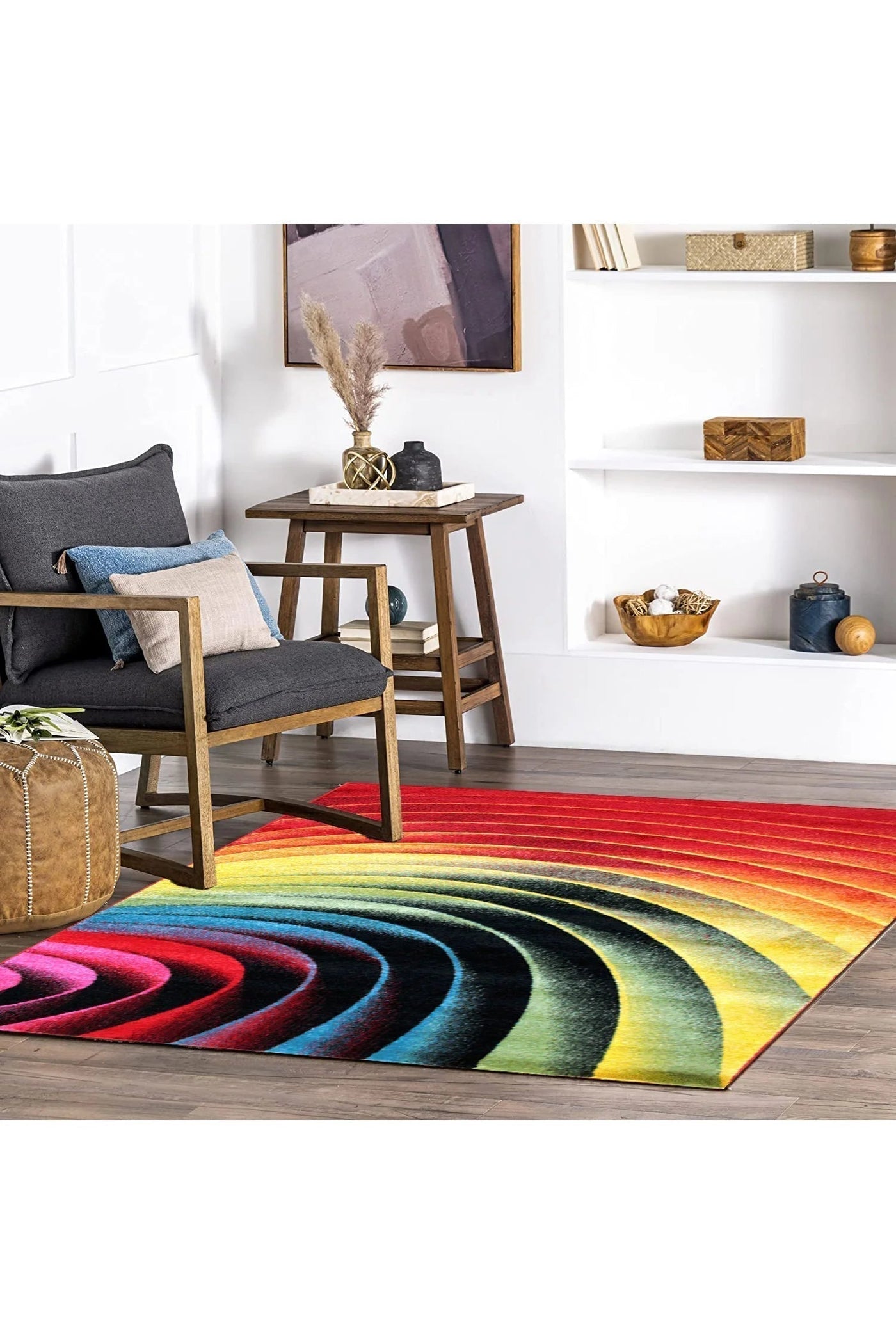 Splendido Modern Wavy Spiral Rug 4764A-L.Red-Black