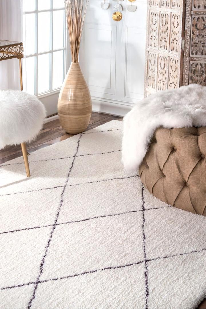 Trill Rugs Splendor Trellis Shaggy Rug MRC1A-Natural | Buy Rugs Online | Cyrus Rugs