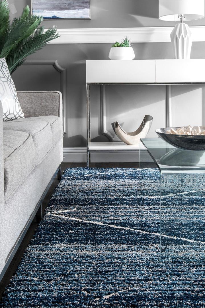 Slizzy Rug Splendor Trellis Shaggy Rug KZ07A-Blue | Buy Rugs Online | Cyrus Rugs