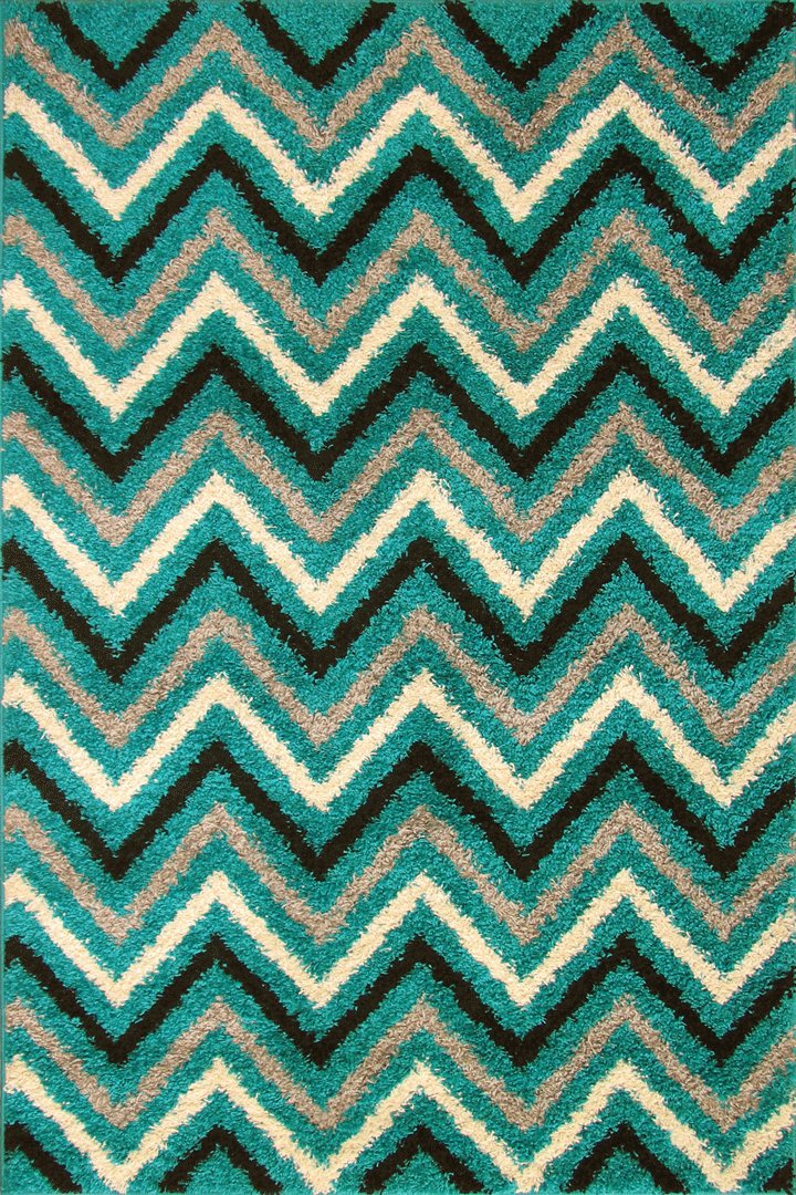 Stella Chevron Shaggy Rug - 117 Green