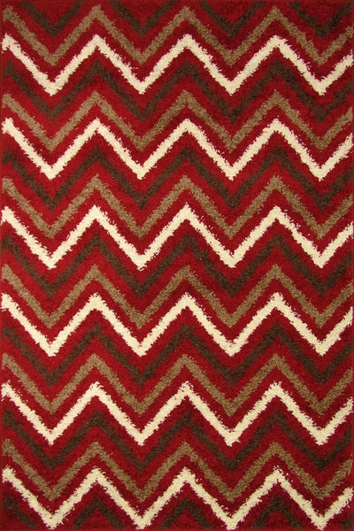 Stella Chevron Shaggy Rug - 113 Red