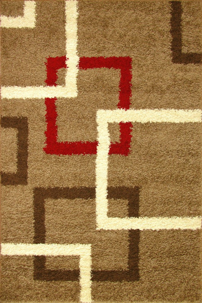 Stella Abstract Shaggy Rug - 123 Brown