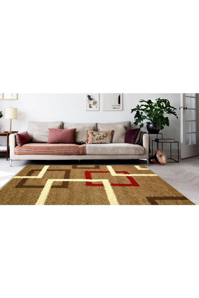 Stella Abstract Shaggy Rug - 123 Brown