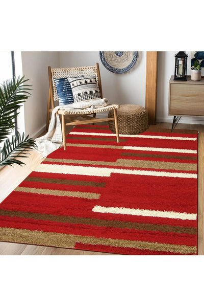 Stella Abstract Shaggy Rug - 126 Red
