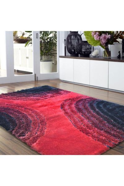 Super Shaggy Abstract Rug - 102 Red