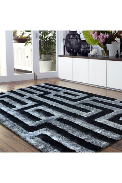 Super Shaggy Abstract Rug - 103 Black