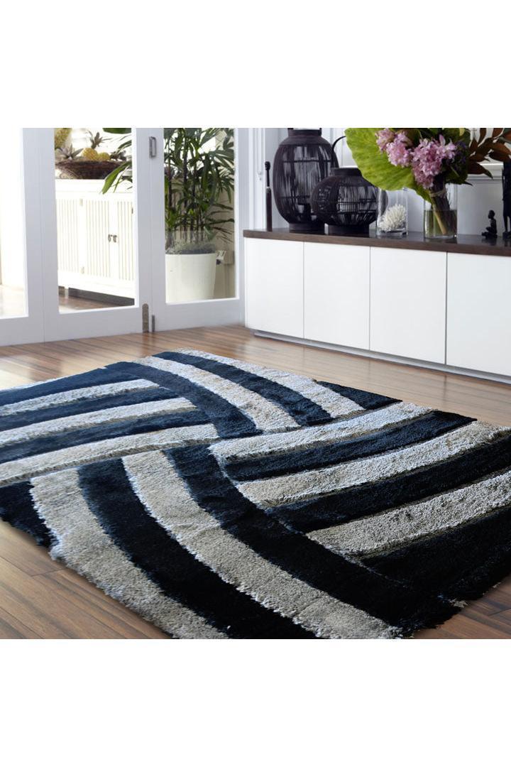 Super Shaggy Abstract Rug - 101 Black